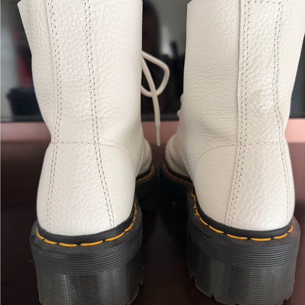 Doc Martens White Platform Lace-Up Combat Boots for Women- WORN ONCE! - Picture 4 of 5